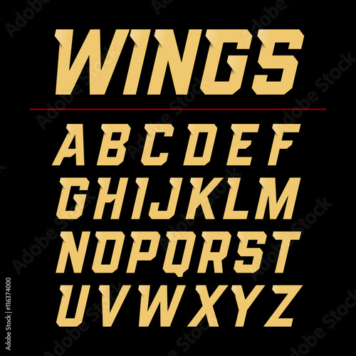Wings font, dynamic style alphabet letters