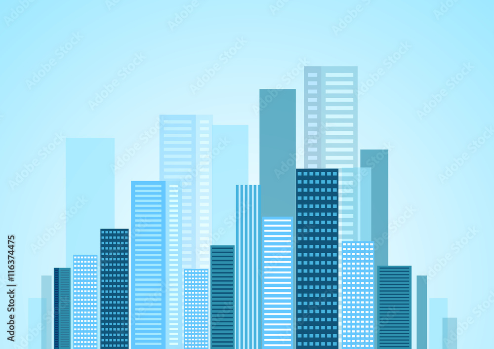 Urban modern city vector panorama