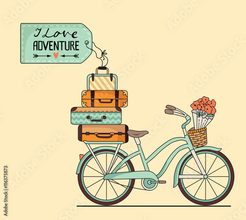 Retro bicycle with luggage