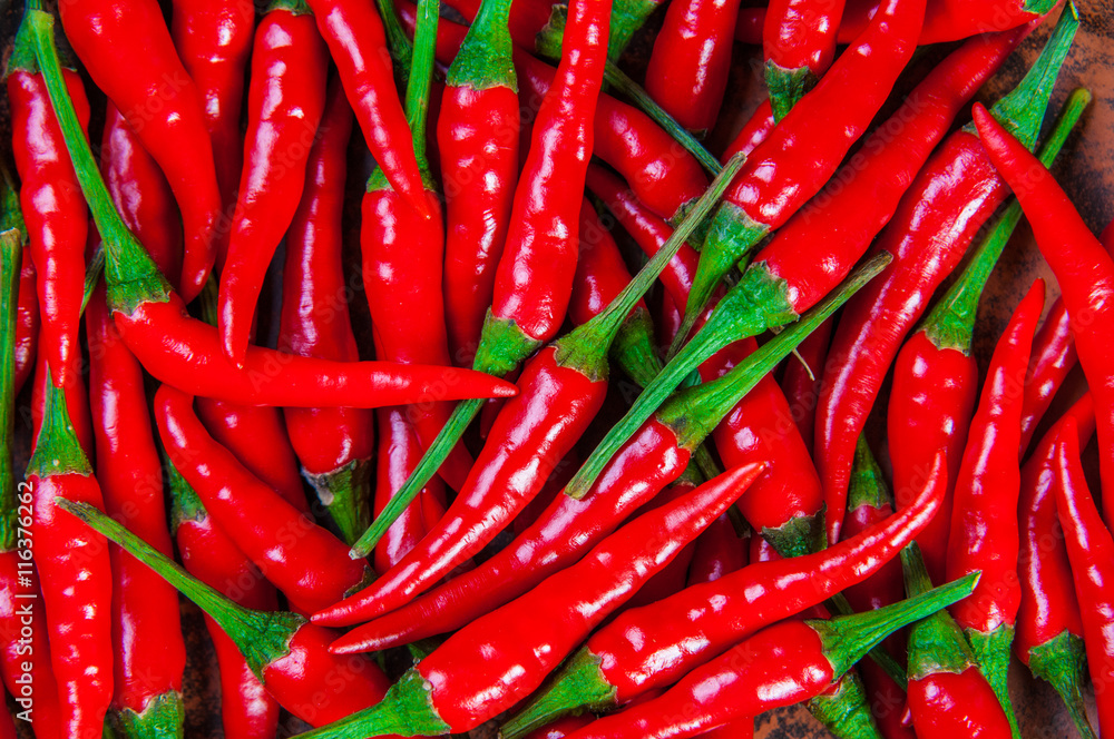 Red hot chili peppers close up