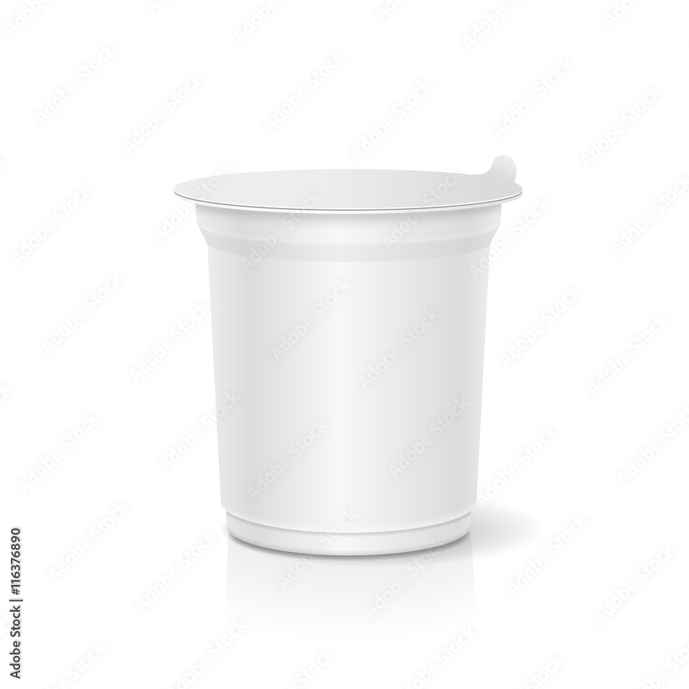 White blank plastic container for sour cream, yogurt, jams White blank plastic container for sour cream, yogurt, jams