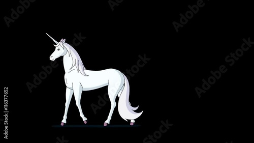 Fairy Tale Unicorn. Classic Disney Style UHD Animation with Alpha Channel. photo