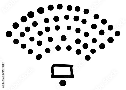 Doodle-Icon: Auditorium – schwarz-weiß / handgezeichnet / Vektor / freigestellt
