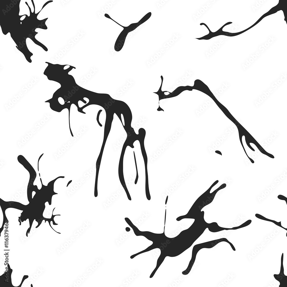 Abstract grunge vector seamless pattern with black blots on wtite background. Abstract grunge vector seamless pattern with black blots on wtite background.