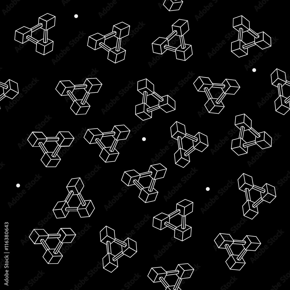Pattern geometric seamless simple monochrome minimalistic pattern of impossible shapes, rectangles