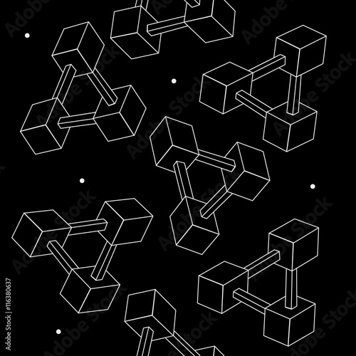 Pattern geometric seamless simple monochrome minimalistic pattern of impossible shapes, rectangles