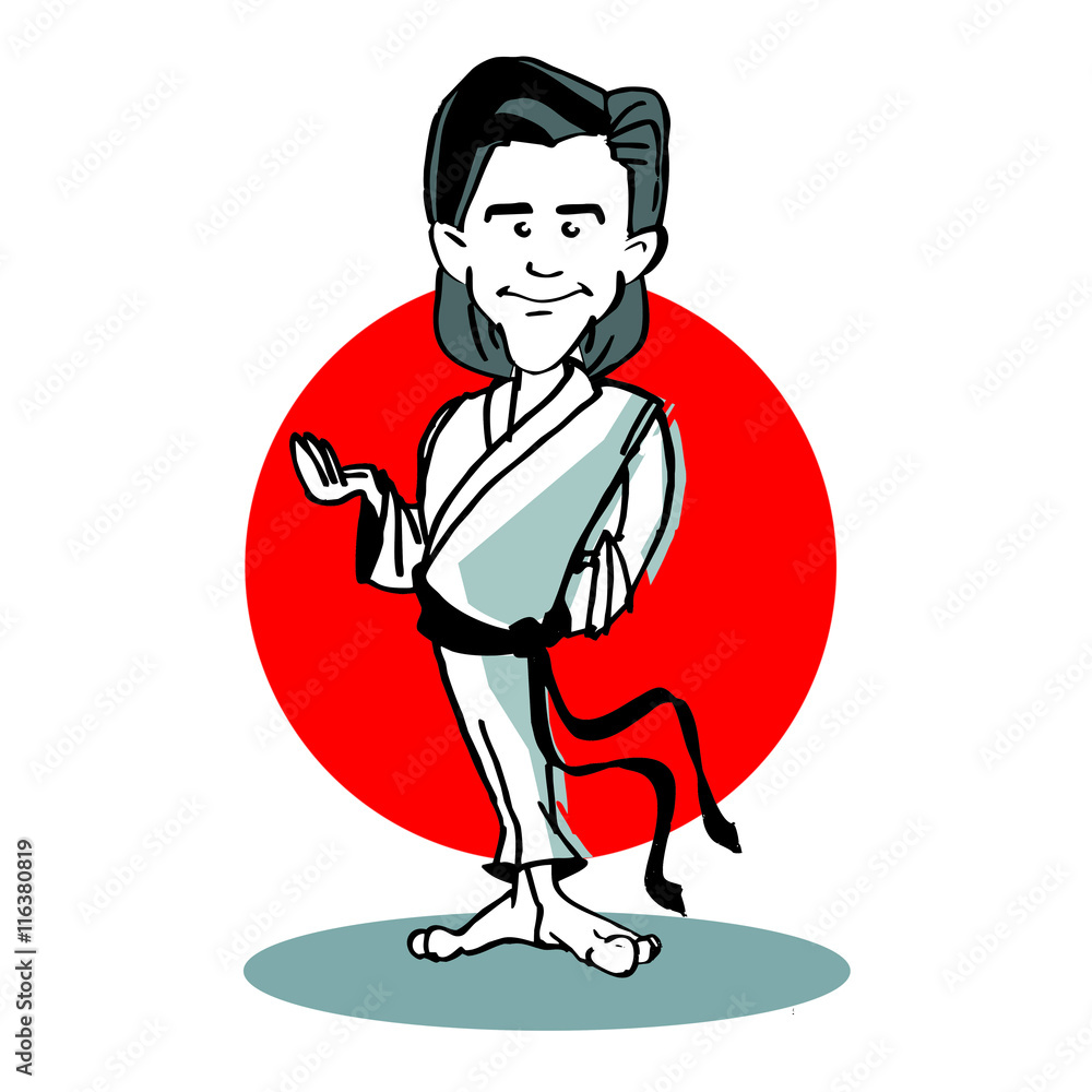 caricature of judo or karate player man cartoon style Stock Illustration |  Adobe Stock
