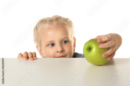 Funny little girl hiding be...