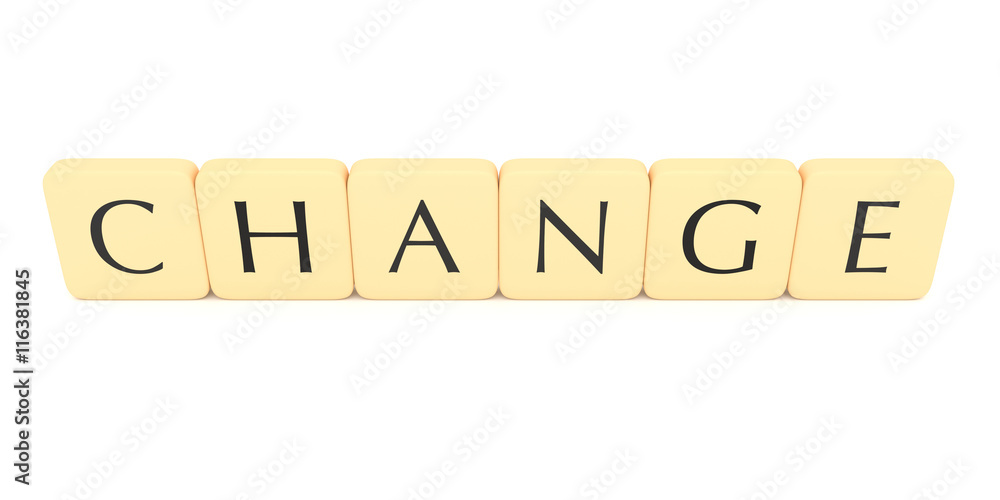 Letter tiles: change, 3d illustration Letter tiles: change, 3d illustration