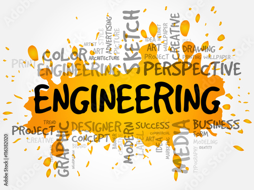 Engineering word cloud, creative business concept background