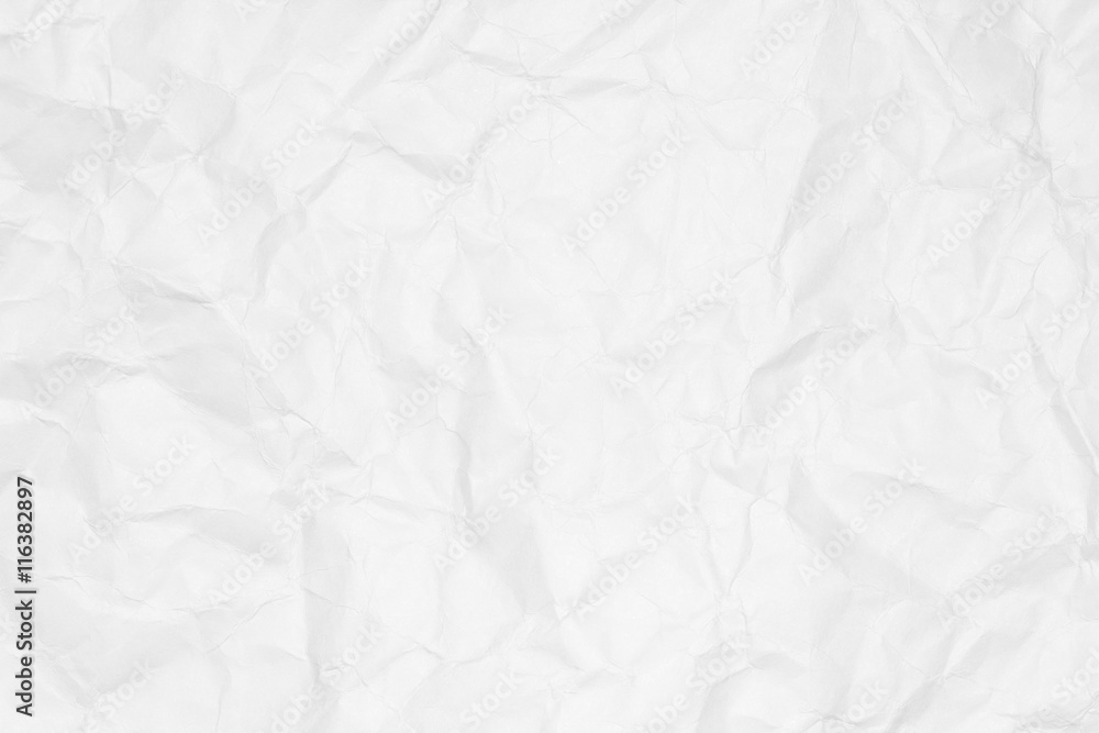Crumpled white paper background with copy space for text or image.