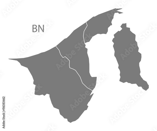 Brunei districts Map grey