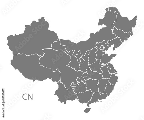 China provinces Map grey photo