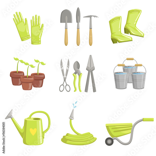Gardening Equipment Set Of Icons