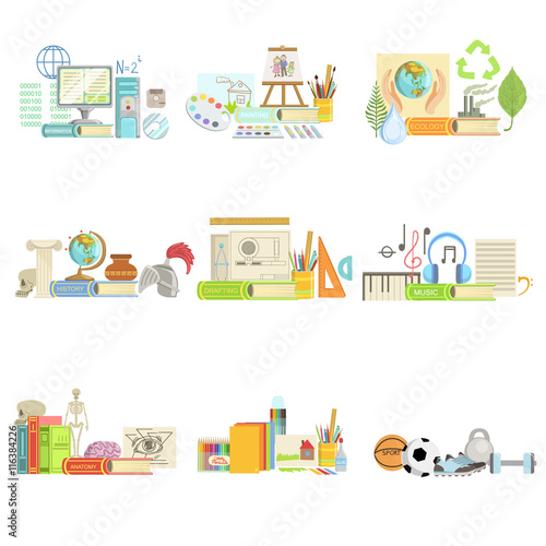 Different School Classes And Sciences Related Objects Cmpositions
