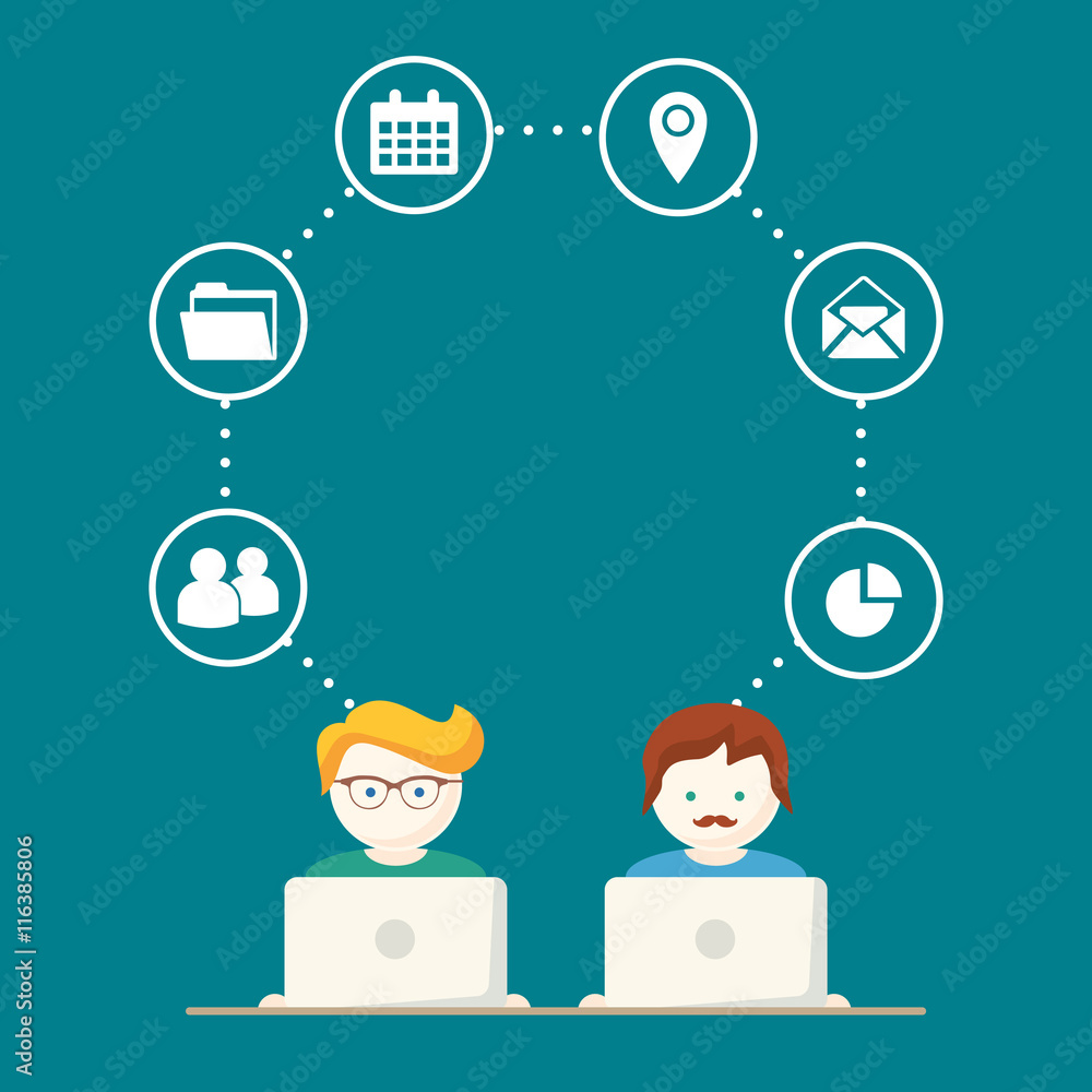 Social Media, network people with computers vector illustration
Social Media, network people with computers vector illustration