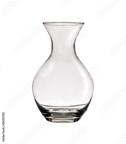 Clear glass vase isolated on a white background photo