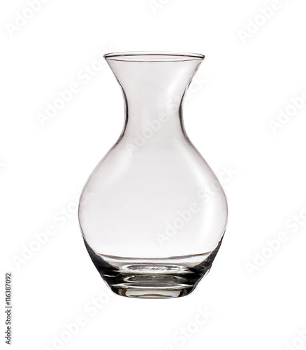 Foto Clear glass vase isolated on a white background