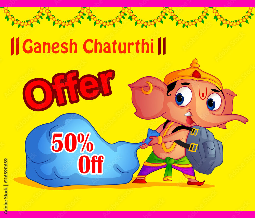 Fototapeta premium Happy Ganesh Chaturthi Festival. Ganesha Character