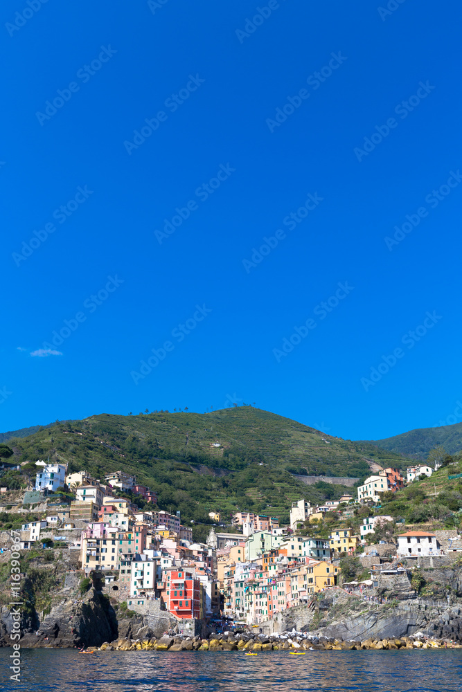 Riomaggiore in Cinque Terre, Italy - Summer 2016 - view from the