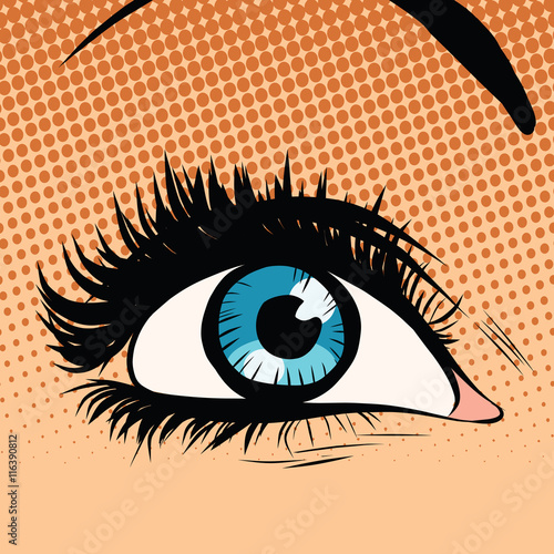 blue woman eye looking up