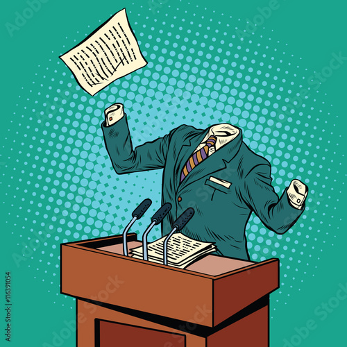 Invisible speaker speaks at the podium