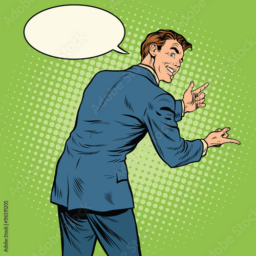 Gesticulating man back