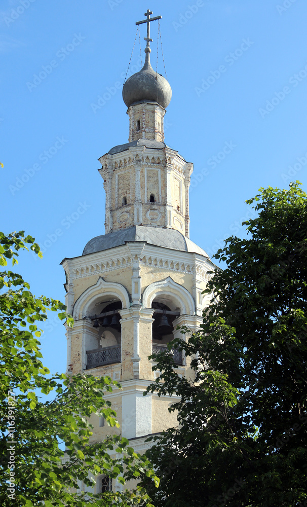 Fototapeta premium Bell tower of Spaso-Prilutsky Monastery in the Vologda city, Russia.