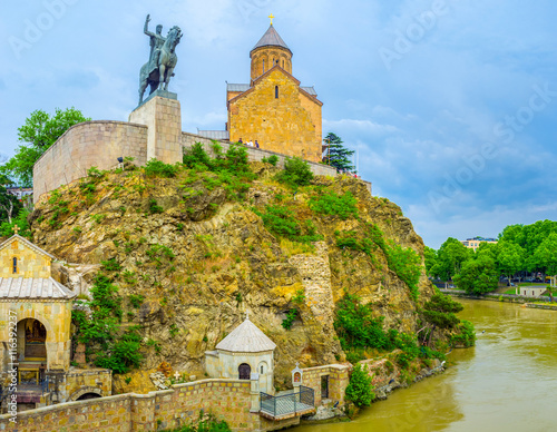 The rocky cliff of Metekhi photo