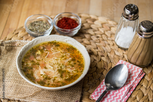 Traditional turkish chicken broth soup