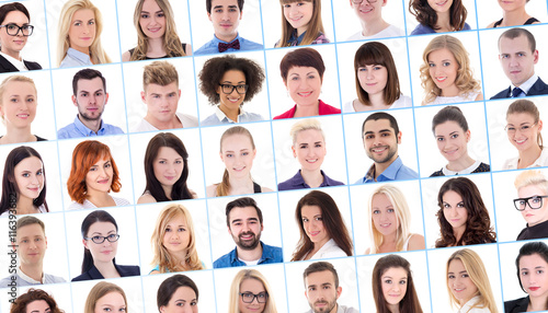 Wallpaper Mural collage with many business people portraits over white Torontodigital.ca