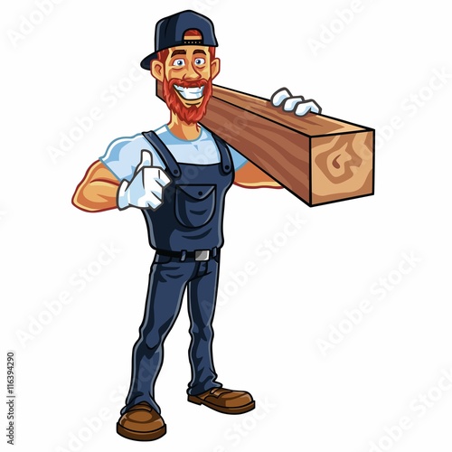 Carpenter Cartoon Mascot Vector