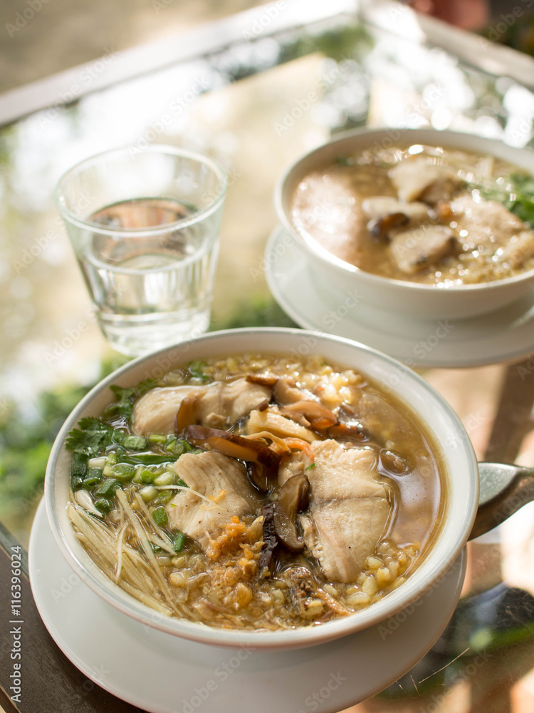 boil rice with fresh fish and vegetable boil rice with fresh fish and vegetable