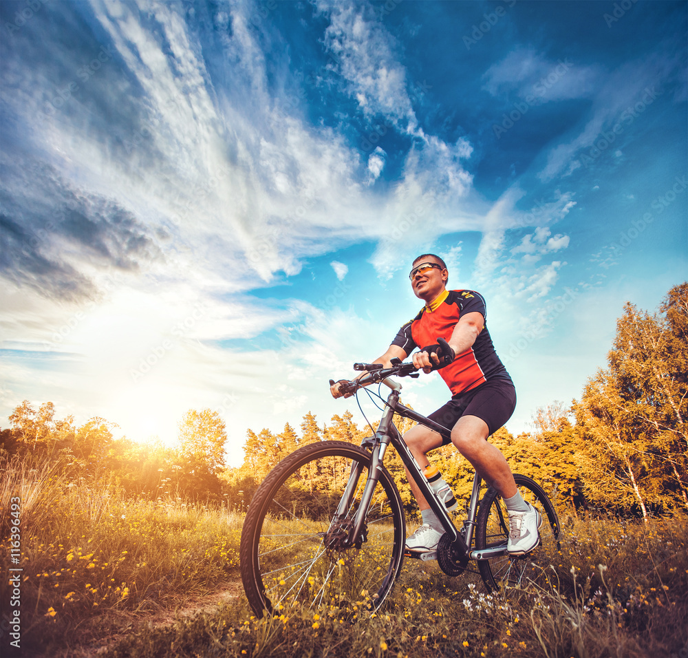 man with bike enjoy summer vacation man with bike enjoy summer vacation