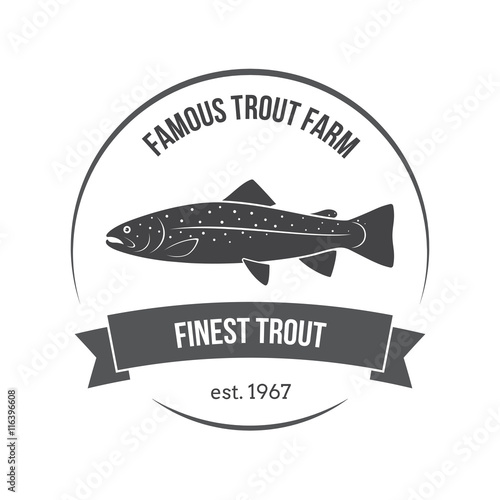 Vector trout emblem, label. Template for clubs, farms, stores, markets, food packaging