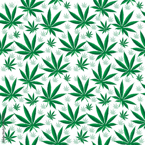Medical cannabis seamless texture. Hemp background. wallpaper. Vector illustration