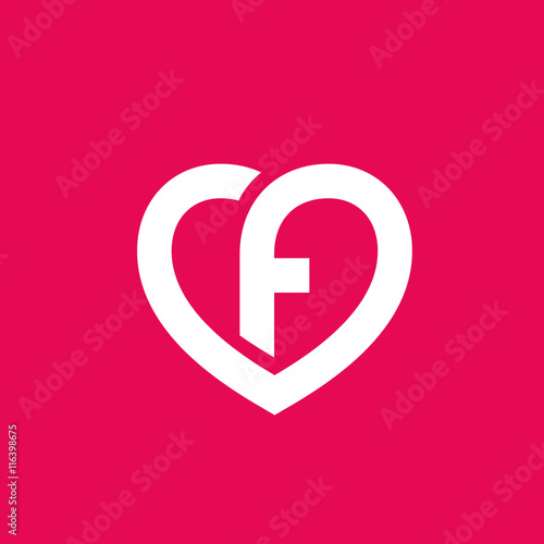 Letter F heart logo icon design template elements