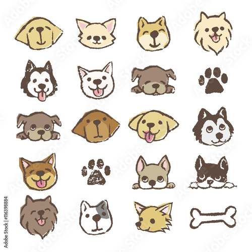 犬のイラスト　アイコンセット