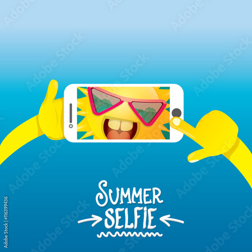 Summer selfie vector concept background.