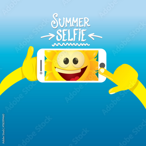 Summer selfie vector concept background.