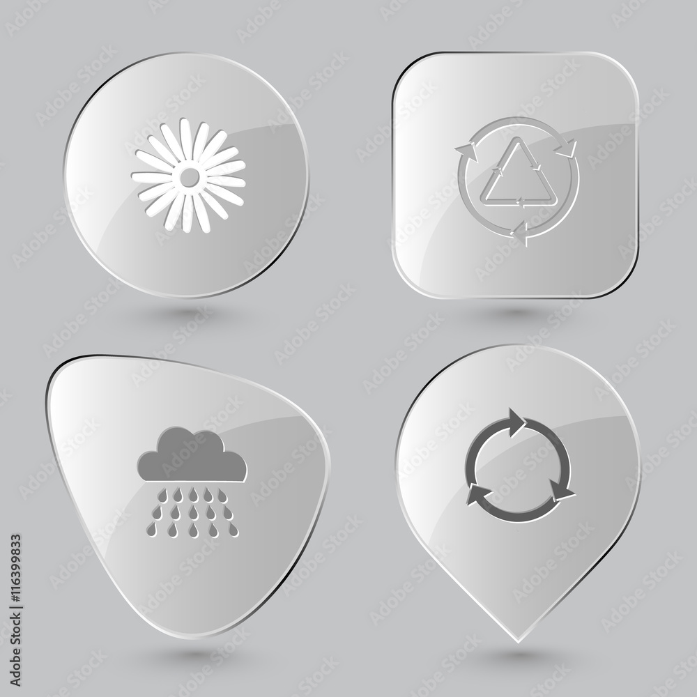camomile, recycle symbol, rain. camomile, recycle symbol, rain.