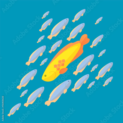 The fish is swimming against the common current of other fishes