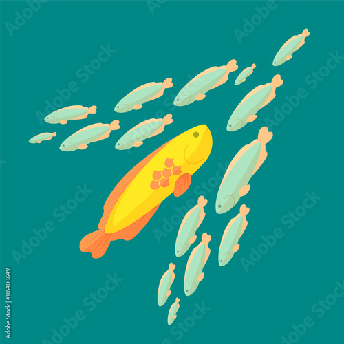 The fish is swimming against the common current of other fishes