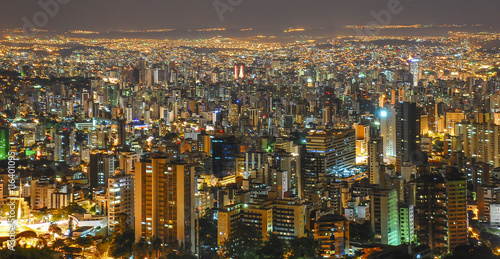 Panoramic view by night .Metropolis of Belo Horizonte , Minas Gerais , Brazil .