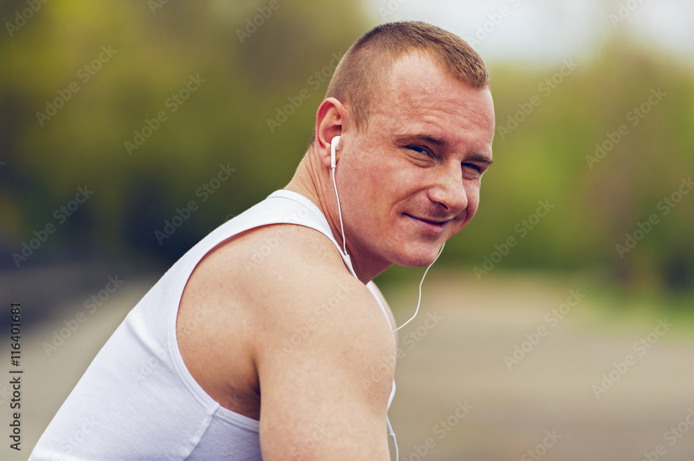 Man resting after jogging. Man resting after jogging.