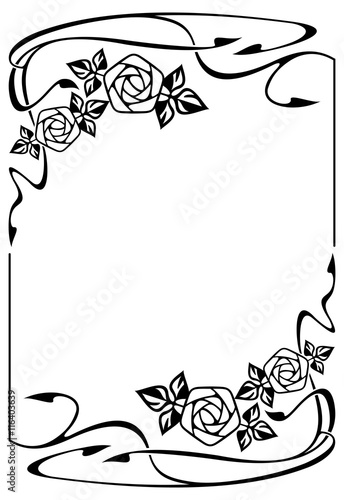 Elegant frame with roses. Design element for advertisements, logo, banners, labels, prints, posters, web, presentation, invitations, weddings, greeting cards, albums. Vector clip art.