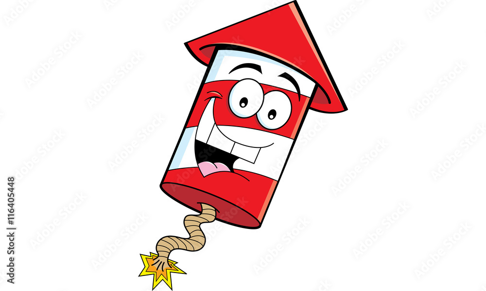 Cartoon illustration of a smiling firecracker. Stock Vector Adobe Stock