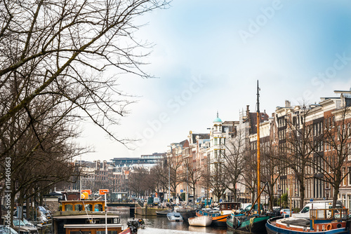 Amsterdam, Netherlands - March 31, 2016 : Beautiful street view