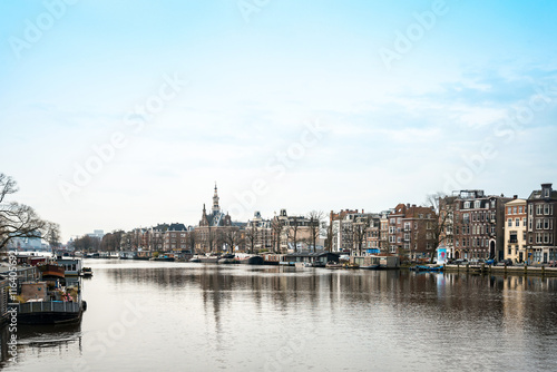 Amsterdam  Netherlands - March 31  2016   Beautiful view of Amst