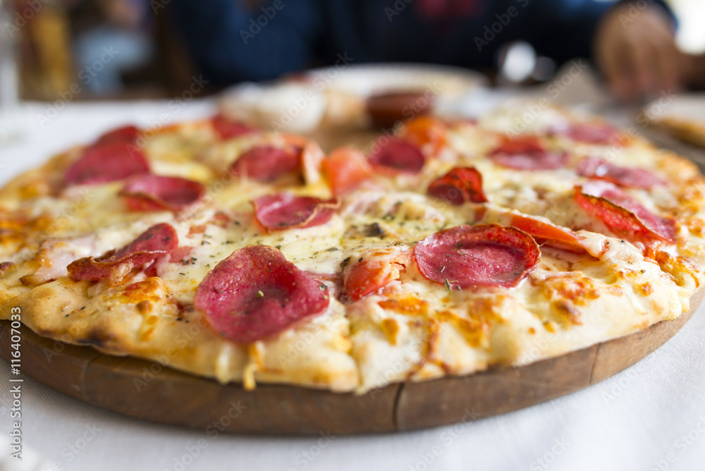 Pizza on desk Pizza on desk